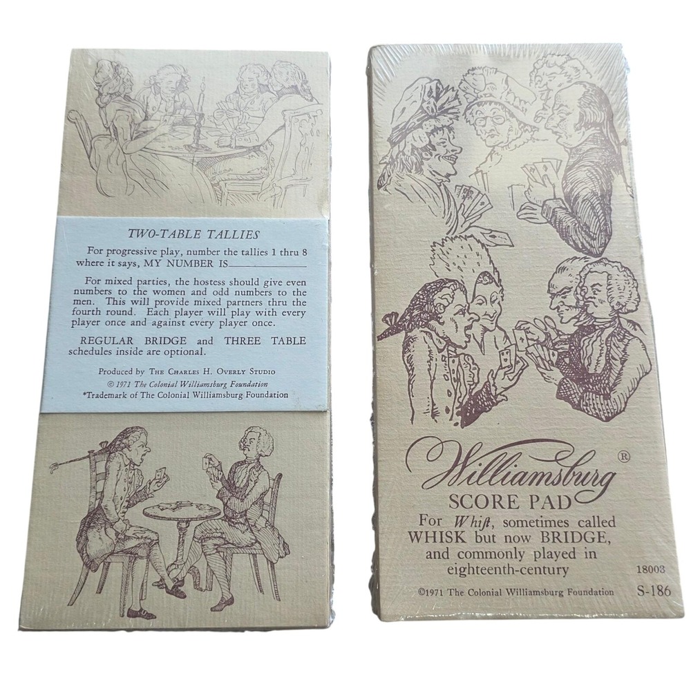 Williamsburg Bridge Score Pad Whist Card‎ Game Tally Sheets Colonial Sealed